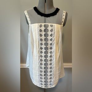 Anthropologie Ivory Cotton Sleeveless Blouse with Sheer Insets Size 8